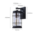 Industrial Outdoor Wall Light Black Metal Cylinder Glass Lantern