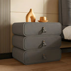 Sleek Solid Color Faux Leather Three-Tiers Drawers Nightstand