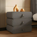 Sleek Solid Color Faux Leather Three-Tiers Drawers Nightstand