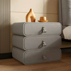 Sleek Solid Color Faux Leather Three-Tiers Drawers Nightstand