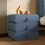 Sleek Solid Color Faux Leather Three-Tiers Drawers Nightstand