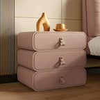 Sleek Solid Color Faux Leather Three-Tiers Drawers Nightstand