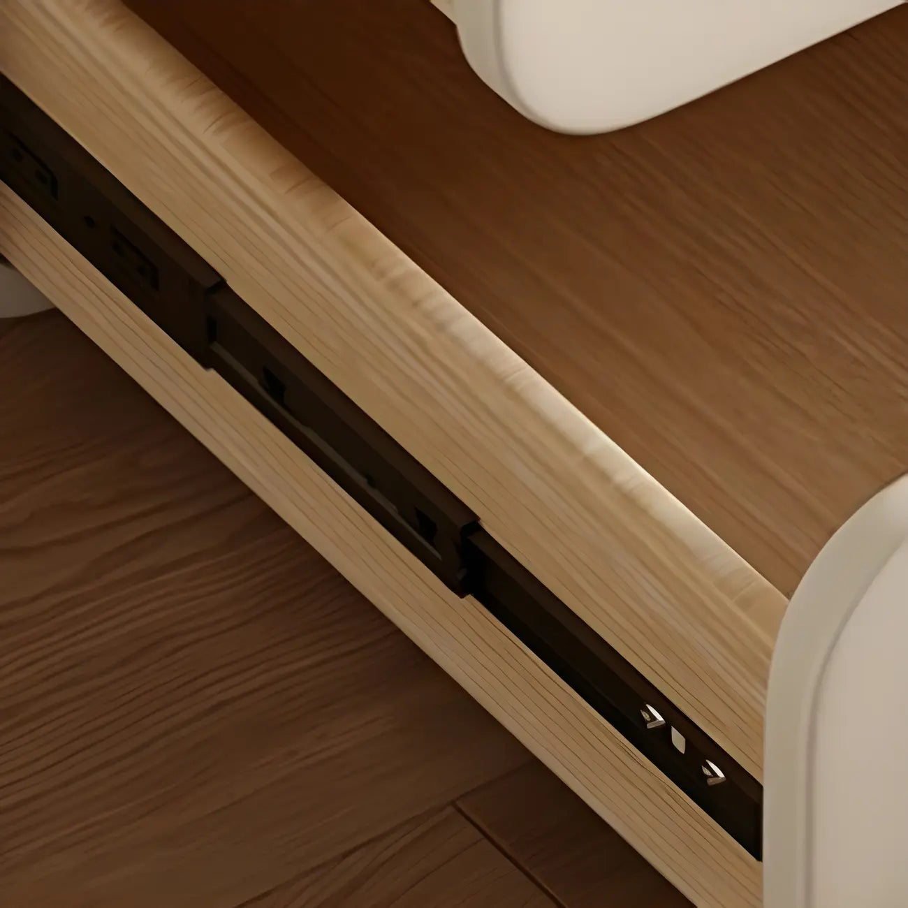 Sleek Solid Color Faux Leather Three-Tiers Drawers Nightstand