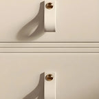 Sleek Solid Color Faux Leather Three-Tiers Drawers Nightstand