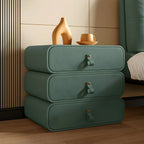 Sleek Solid Color Faux Leather Three-Tiers Drawers Nightstand