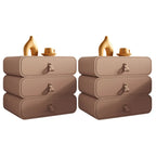 Sleek Solid Color Faux Leather Three-Tiers Drawers Nightstand