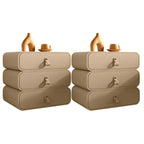 Sleek Solid Color Faux Leather Three-Tiers Drawers Nightstand