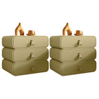 Sleek Solid Color Faux Leather Three-Tiers Drawers Nightstand