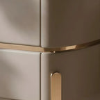 Glam Beige Leather Stone Top 2-Drawer Nightstand