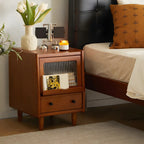 Compact Brown Solid Wood Bedside Storage Nightstand