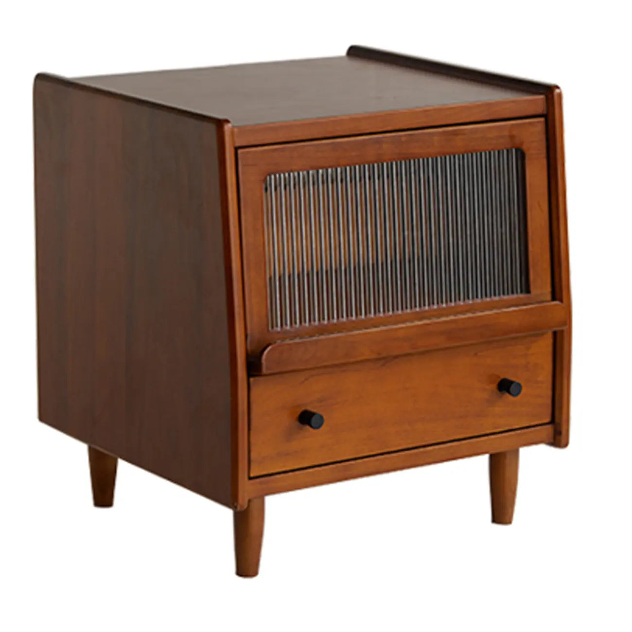 Compact Brown Solid Wood Bedside Storage Nightstand