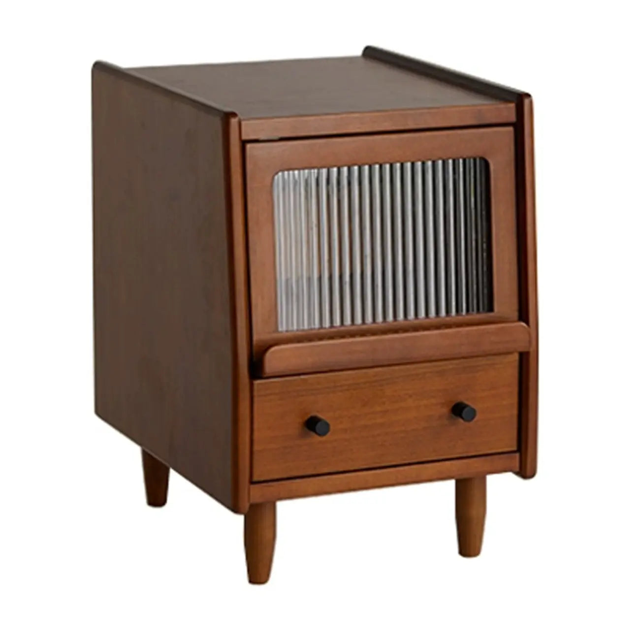Compact Brown Solid Wood Bedside Storage Nightstand