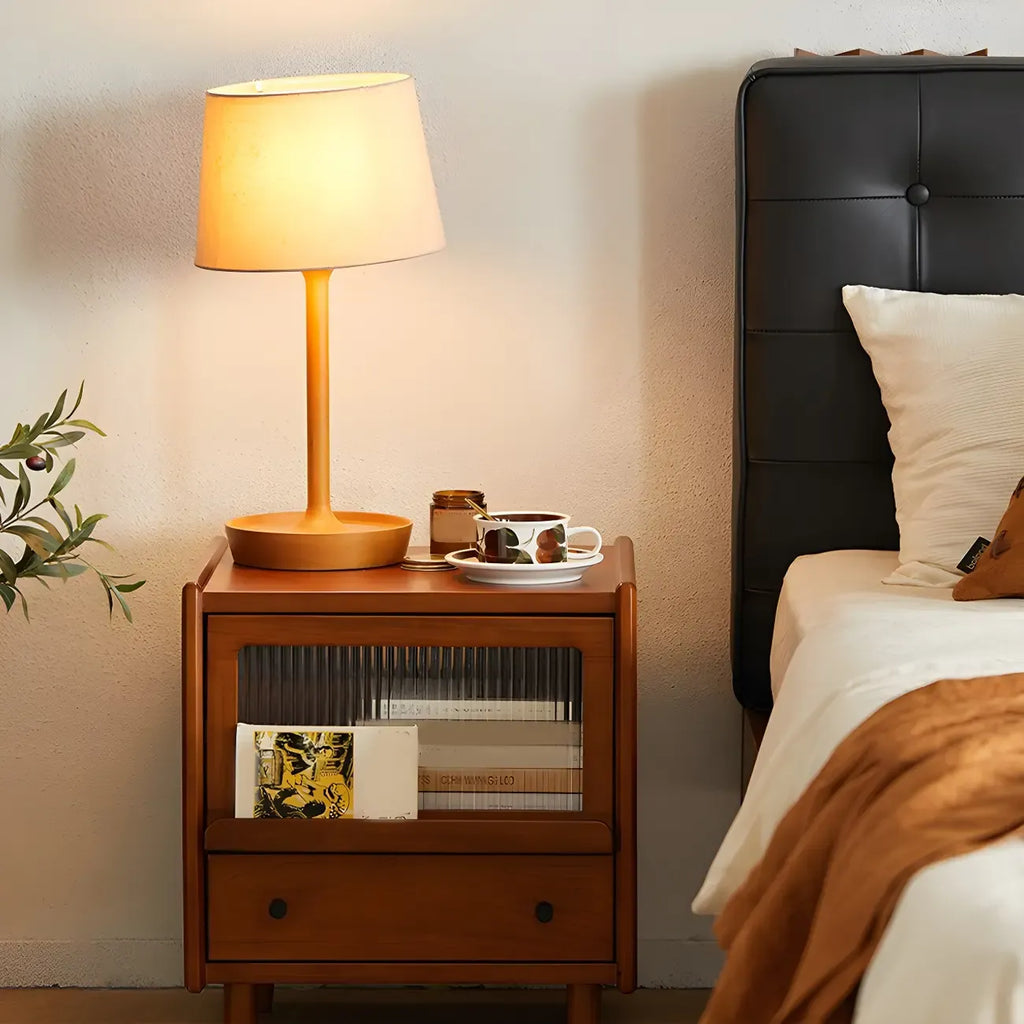 Compact Brown Solid Wood Bedside Storage Nightstand