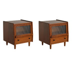 Compact Brown Solid Wood Bedside Storage Nightstand