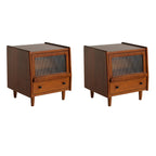 Compact Brown Solid Wood Bedside Storage Nightstand