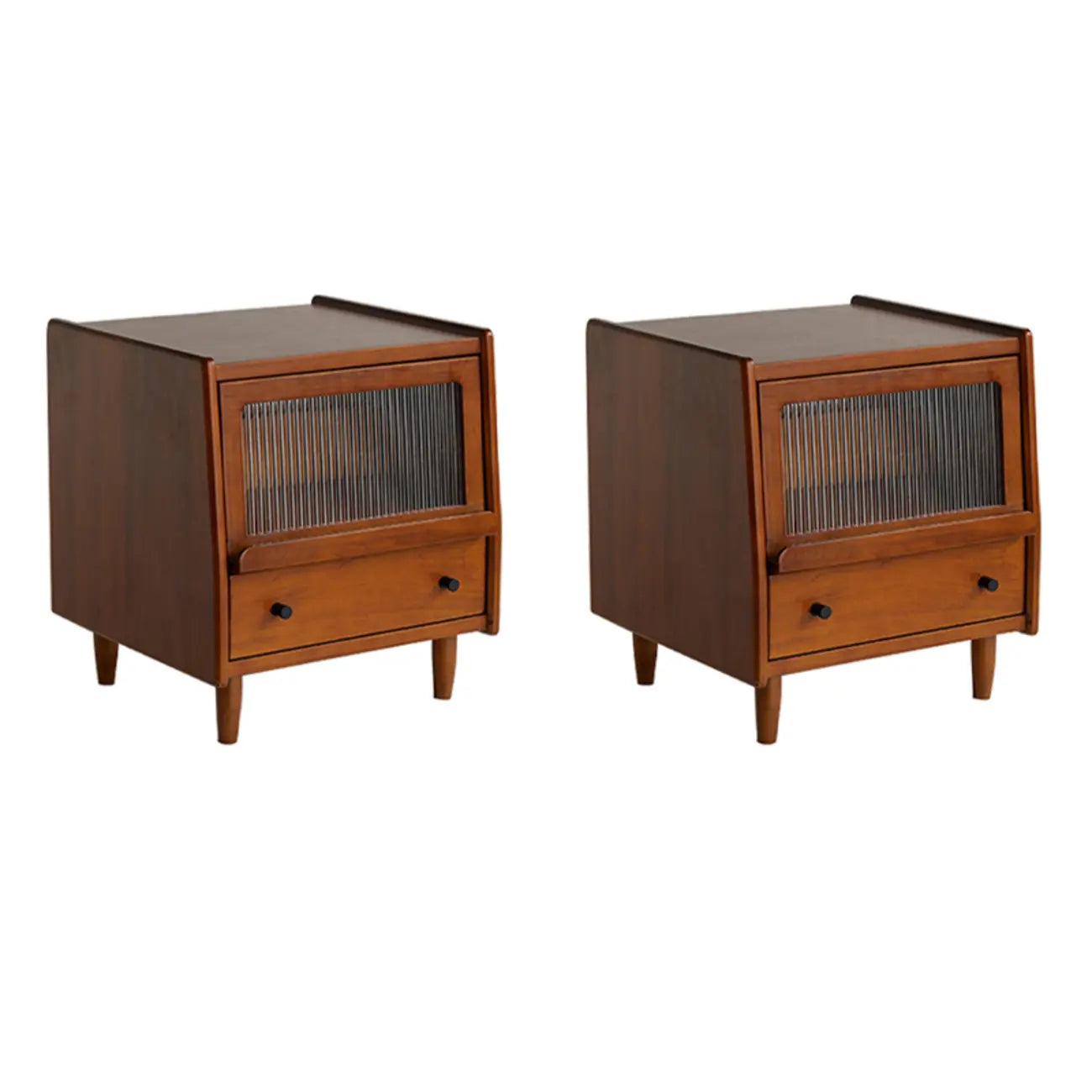 Compact Brown Solid Wood Bedside Storage Nightstand