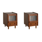 Compact Brown Solid Wood Bedside Storage Nightstand