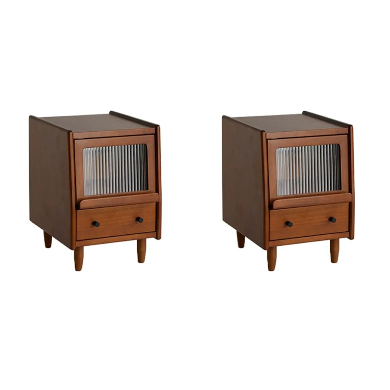 Compact Brown Solid Wood Bedside Storage Nightstand