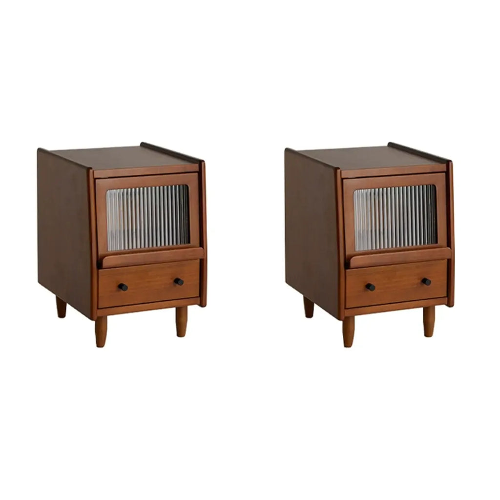 Compact Brown Solid Wood Bedside Storage Nightstand