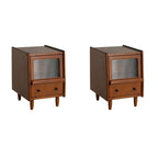 Compact Brown Solid Wood Bedside Storage Nightstand