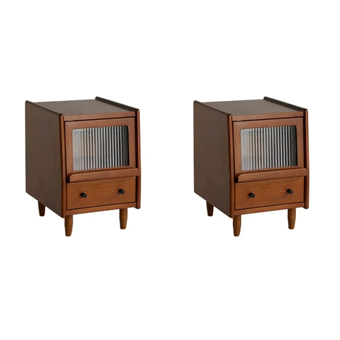 Compact Brown Solid Wood Bedside Storage Nightstand