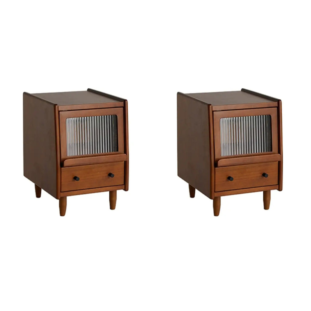 Compact Brown Solid Wood Bedside Storage Nightstand