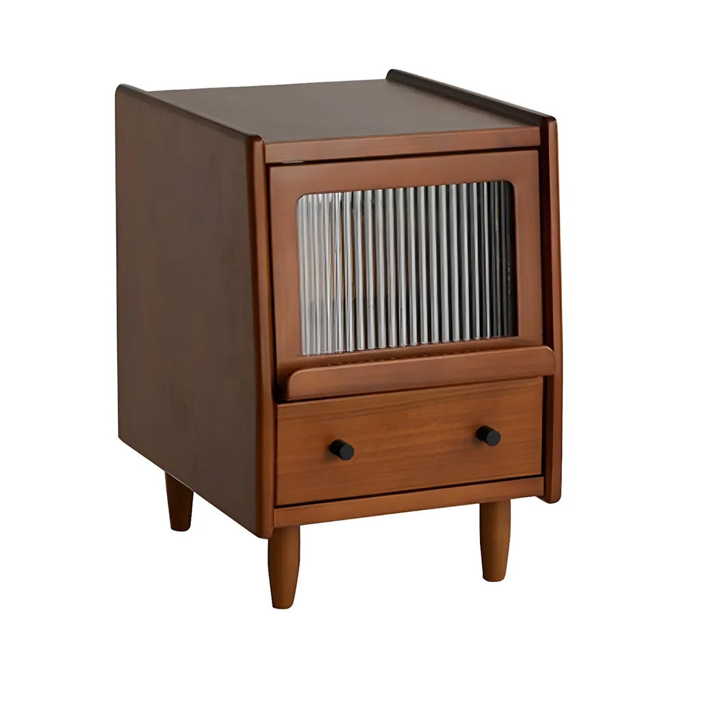 Compact Brown Solid Wood Bedside Storage Nightstand