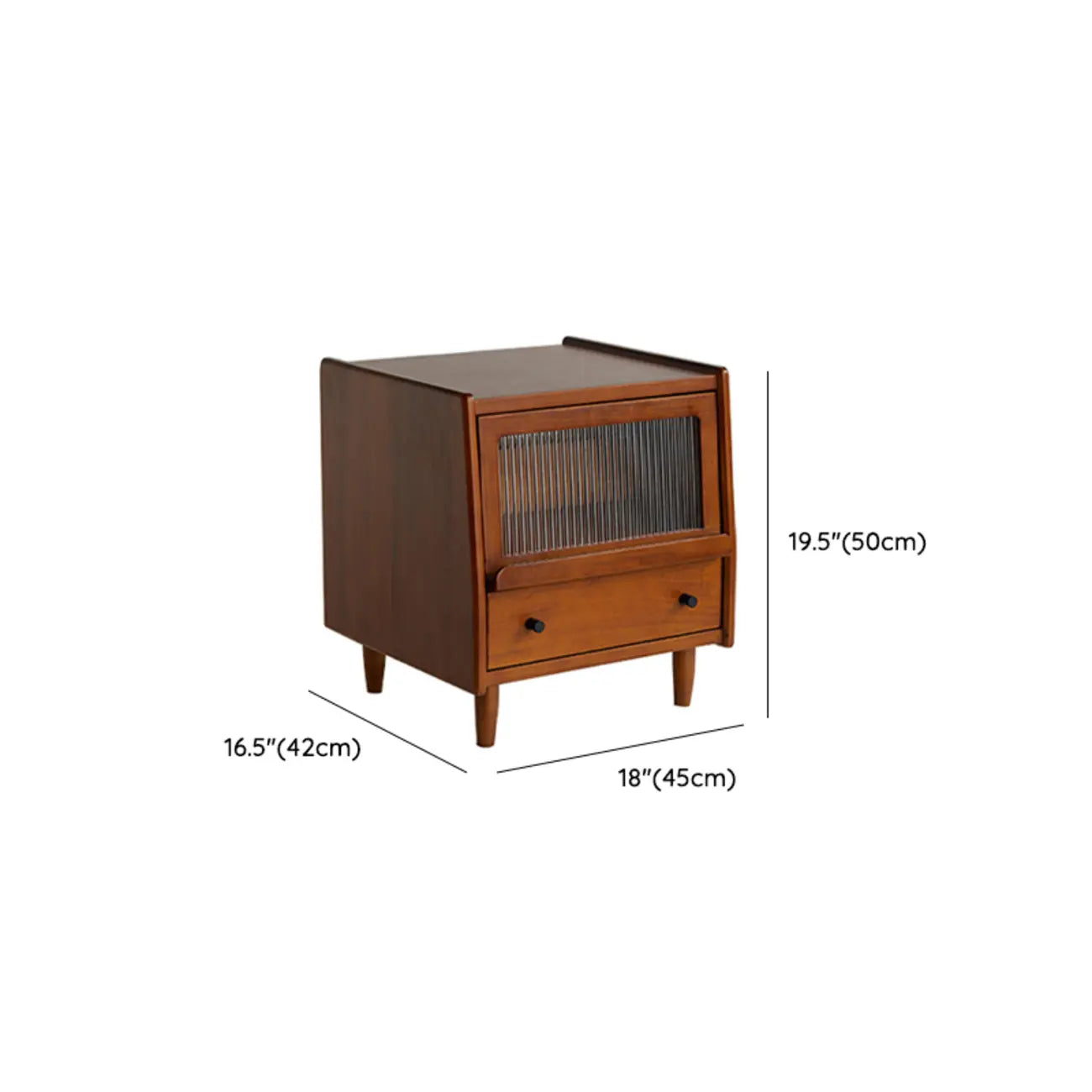 Compact Brown Solid Wood Bedside Storage Nightstand