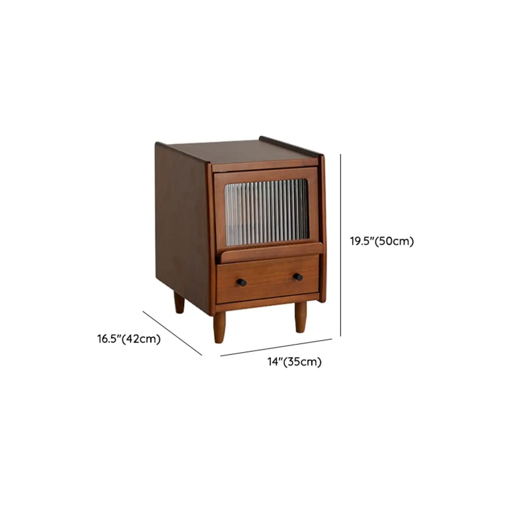 Compact Brown Solid Wood Bedside Storage Nightstand
