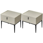 Contemporary Beige Faux Leather 4-Leg Drawer Nightstand