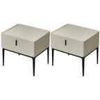 Contemporary Beige Faux Leather 4-Leg Drawer Nightstand