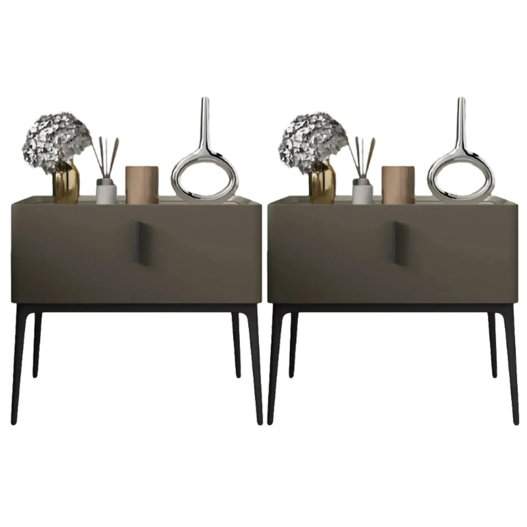 Contemporary Beige Faux Leather 4-Leg Drawer Nightstand
