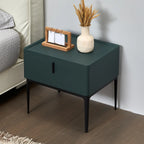 Contemporary Beige Faux Leather 4-Leg Drawer Nightstand