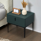 Contemporary Beige Faux Leather 4-Leg Drawer Nightstand