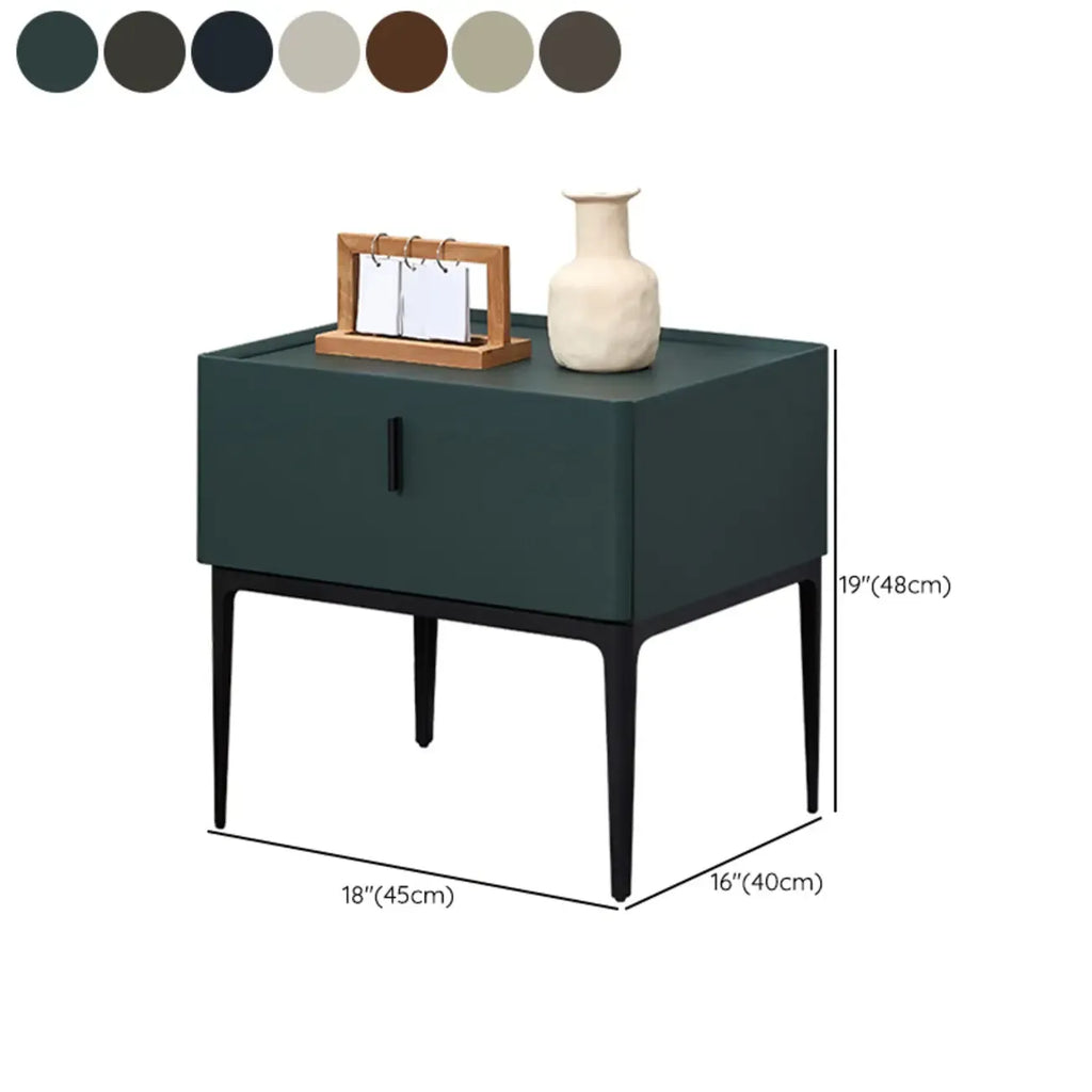 Contemporary Beige Faux Leather 4-Leg Drawer Nightstand