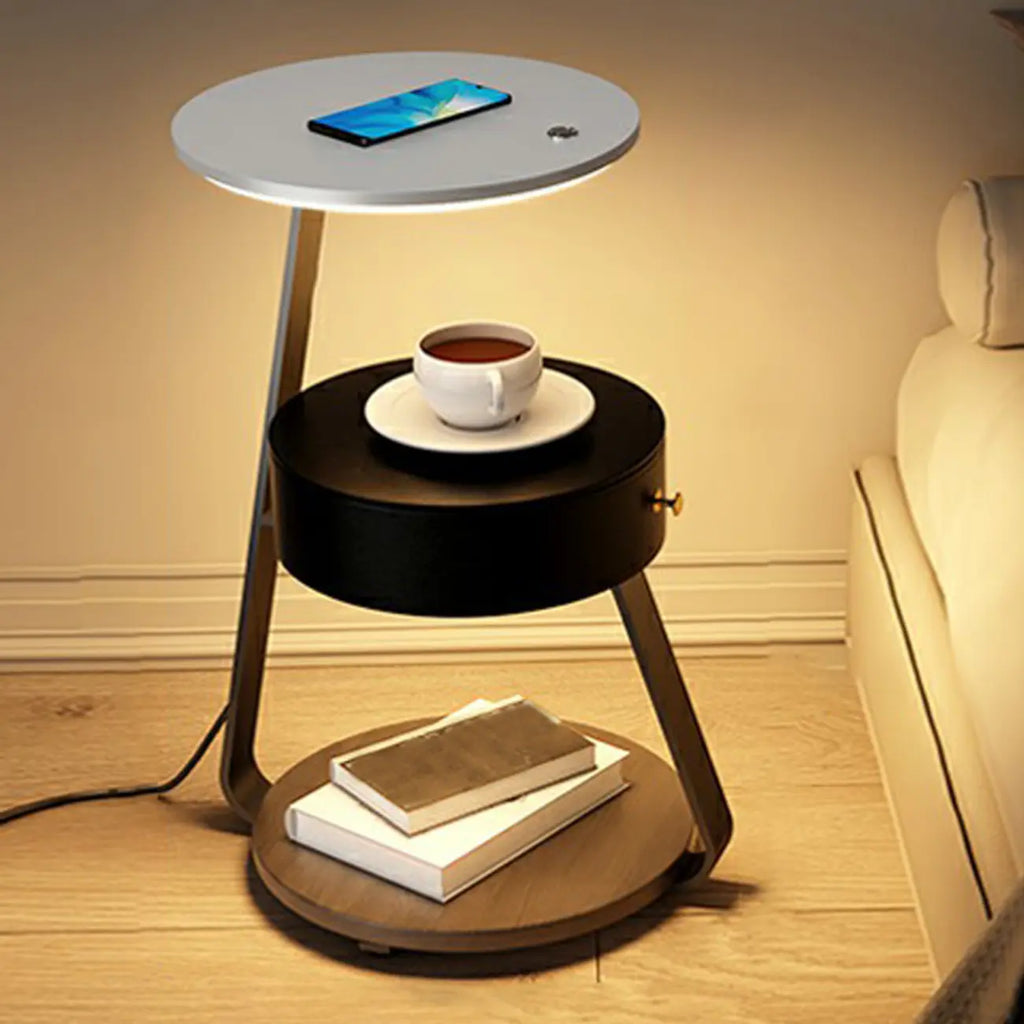 Lighting 3-Tier Faux Marble Top Open Storage Nightstand