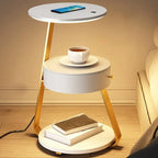 Lighting 3-Tier Faux Marble Top Open Storage Nightstand