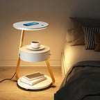 Lighting 3-Tier Faux Marble Top Open Storage Nightstand