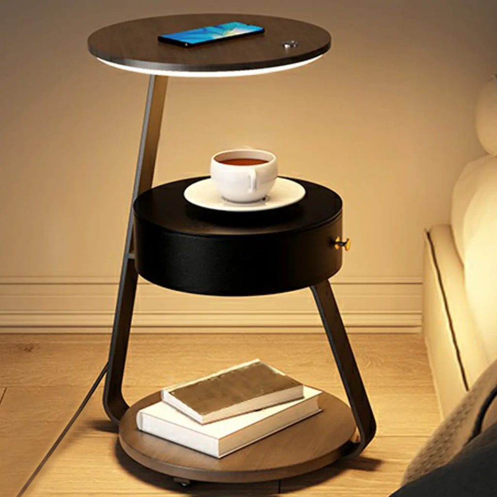 Lighting 3-Tier Faux Marble Top Open Storage Nightstand