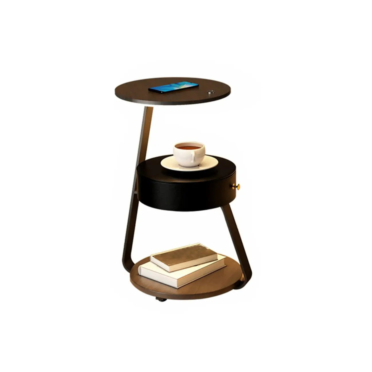 Lighting 3-Tier Faux Marble Top Open Storage Nightstand