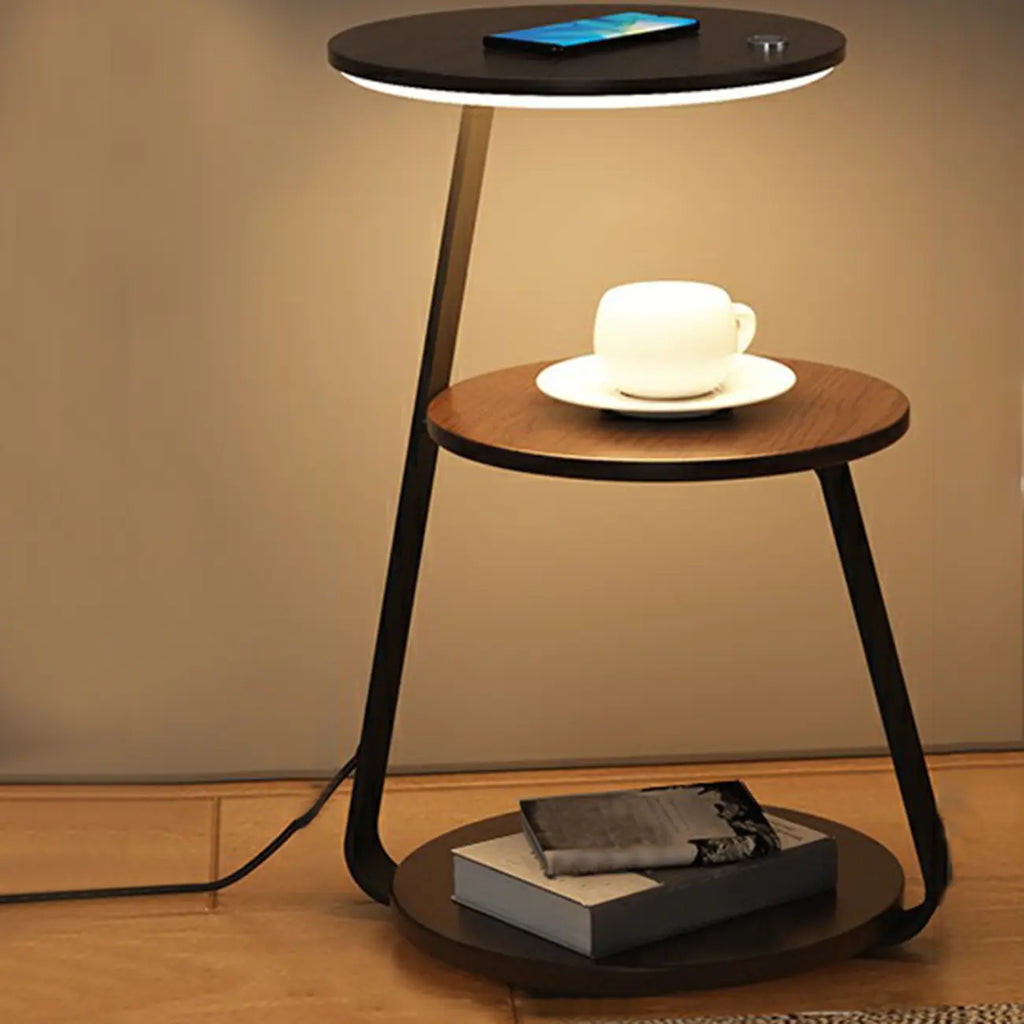 Lighting 3-Tier Faux Marble Top Open Storage Nightstand