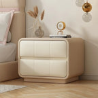 Modern Leather Wood Soft-Line 2 Drawer Nightstand