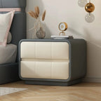 Modern Leather Wood Soft-Line 2 Drawer Nightstand