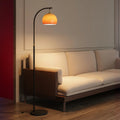 Orange Glass Dome Shade Adjustable Height Mental Floor Lamp