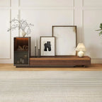 Mid-Century Walnut Extendable Wooden TV Stand with Drawers