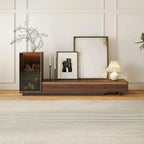 Mid-Century Walnut Extendable Wooden TV Stand with Drawers
