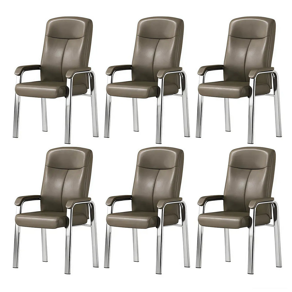 HomeyFad Modern Leather Metal 4-Leg Office Chair with Arms