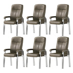 HomeyFad Modern Leather Metal 4-Leg Office Chair with Arms