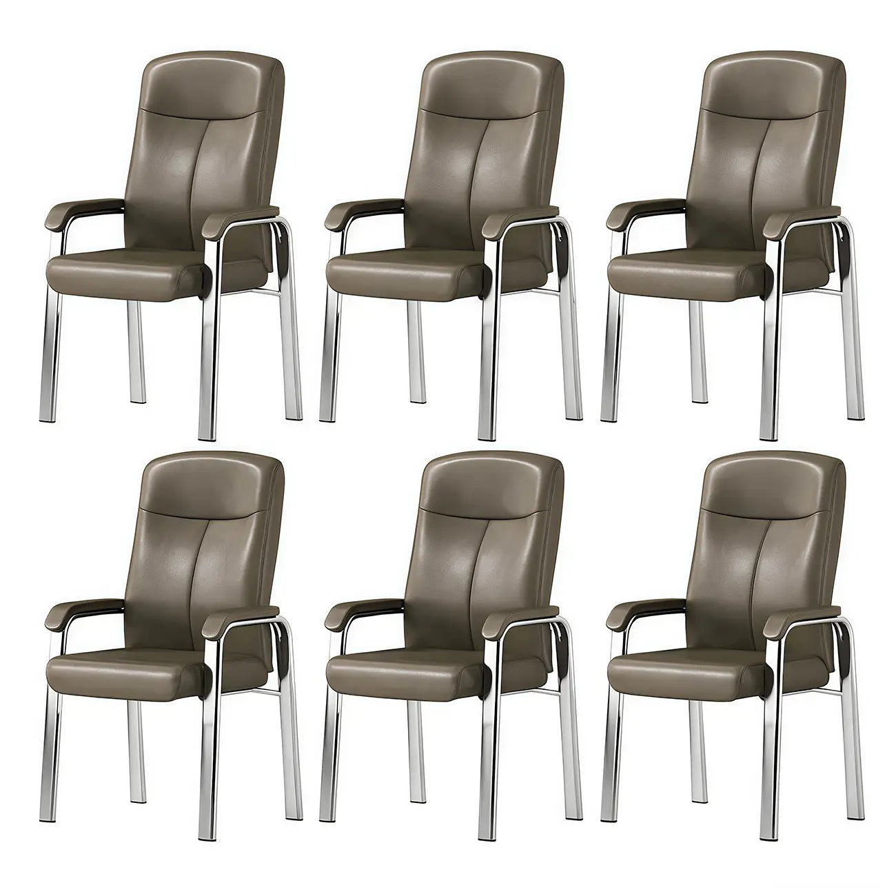 HomeyFad Modern Leather Metal 4-Leg Office Chair with Arms