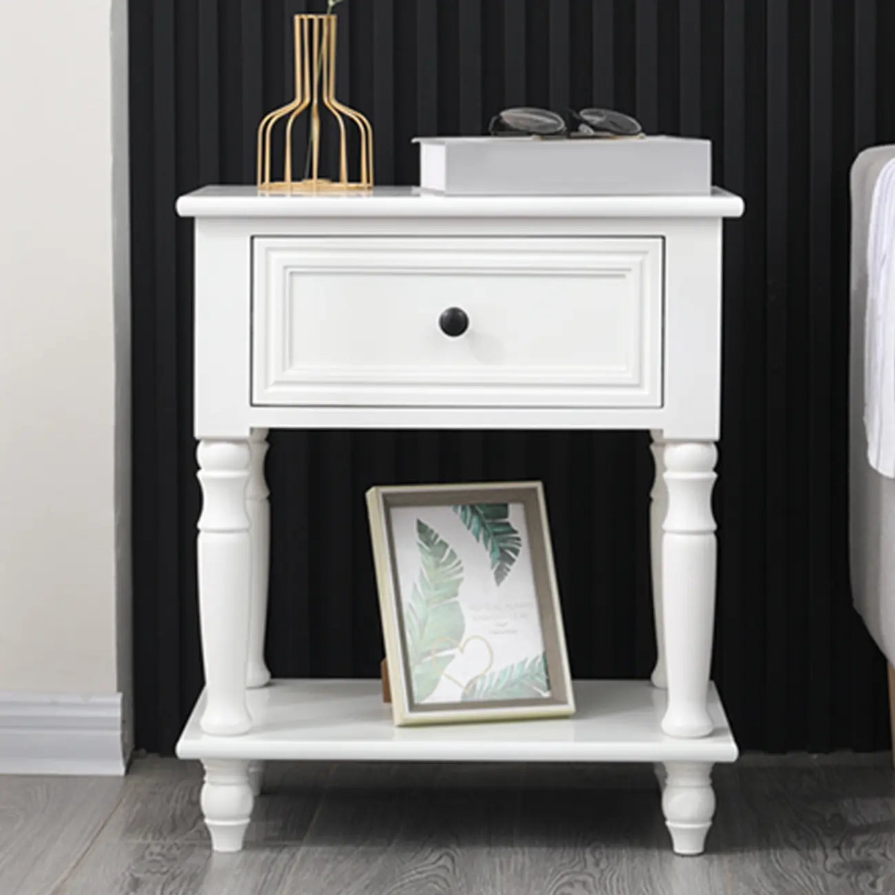 Traditional Wood Nightstand with Drawers